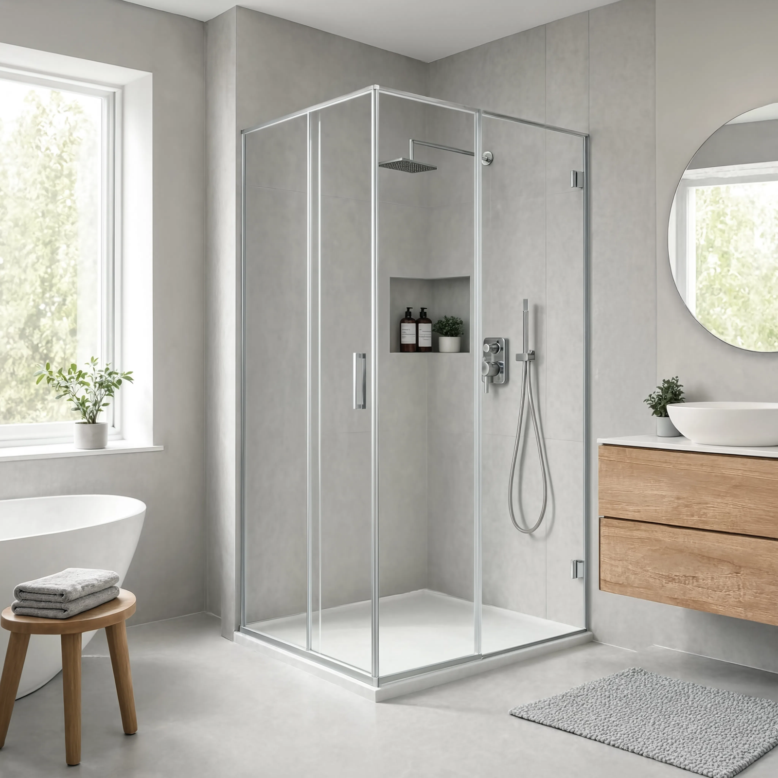 Frameless Corner Shower Glass