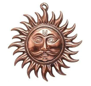 Copper Made Hanging Sun Idol Copper Hanging Surya Idol for Vastu, Good Luck, Success and Prosperity