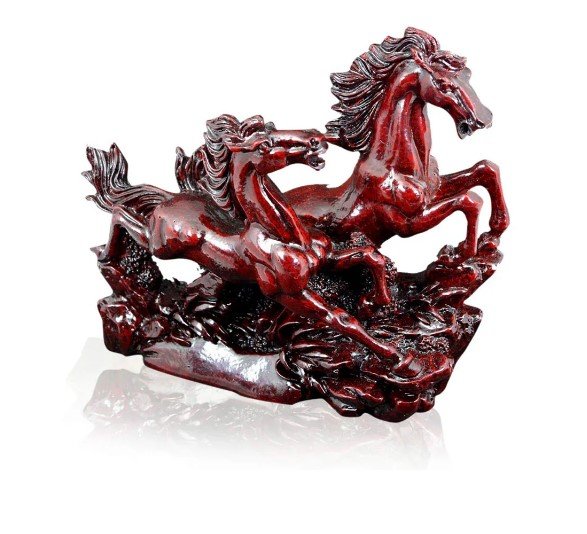 2 Red Porcelain Running Horses