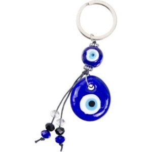Double Evil Eye Keychain with Beads
