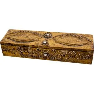 Wooden Incense Storage Box Large Buddha Eyes