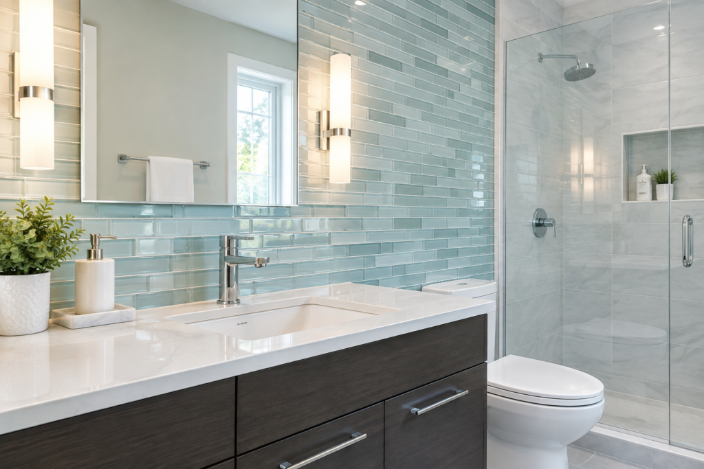 Bathroom Glass Backsplash