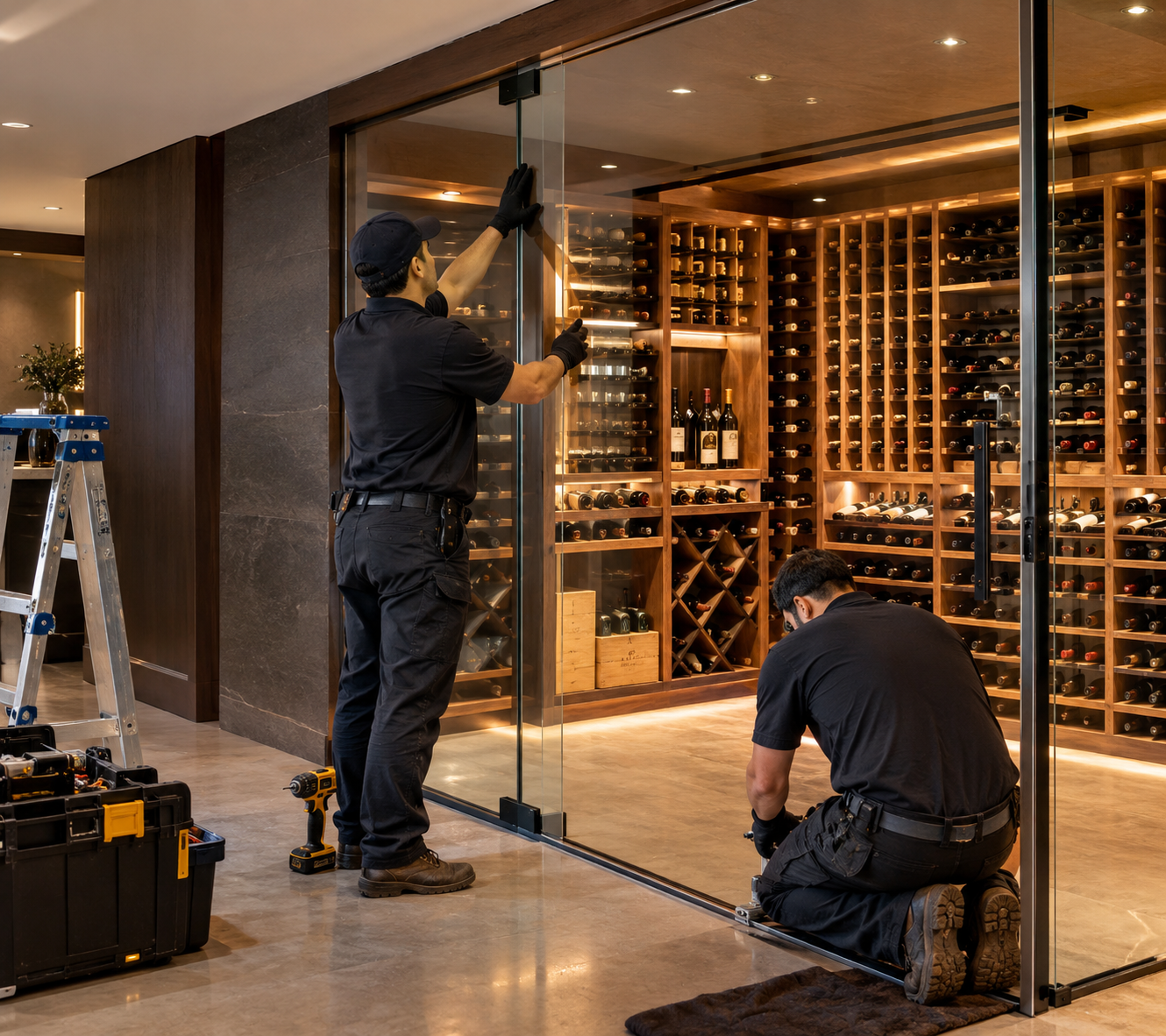 Wine Cellar Glass Installation in Vancouver