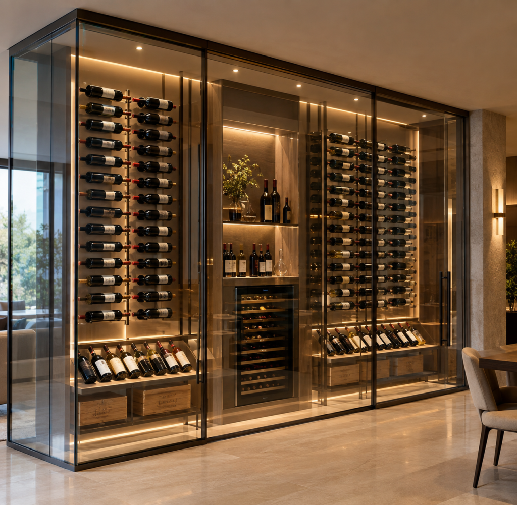 Wine Display Glass Walls
